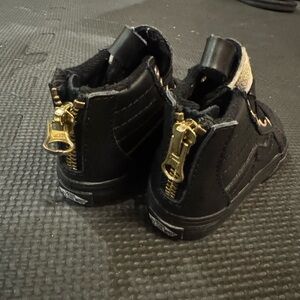 Vans Kids Black Sneakers with Gold Zippers